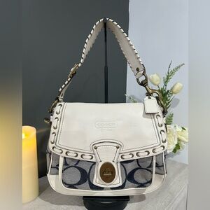 Coach Vintage White and Blue Women's Bag Denim and Leather